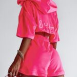 Komplet welurowy Cristi Ola Voga neonowy różowy