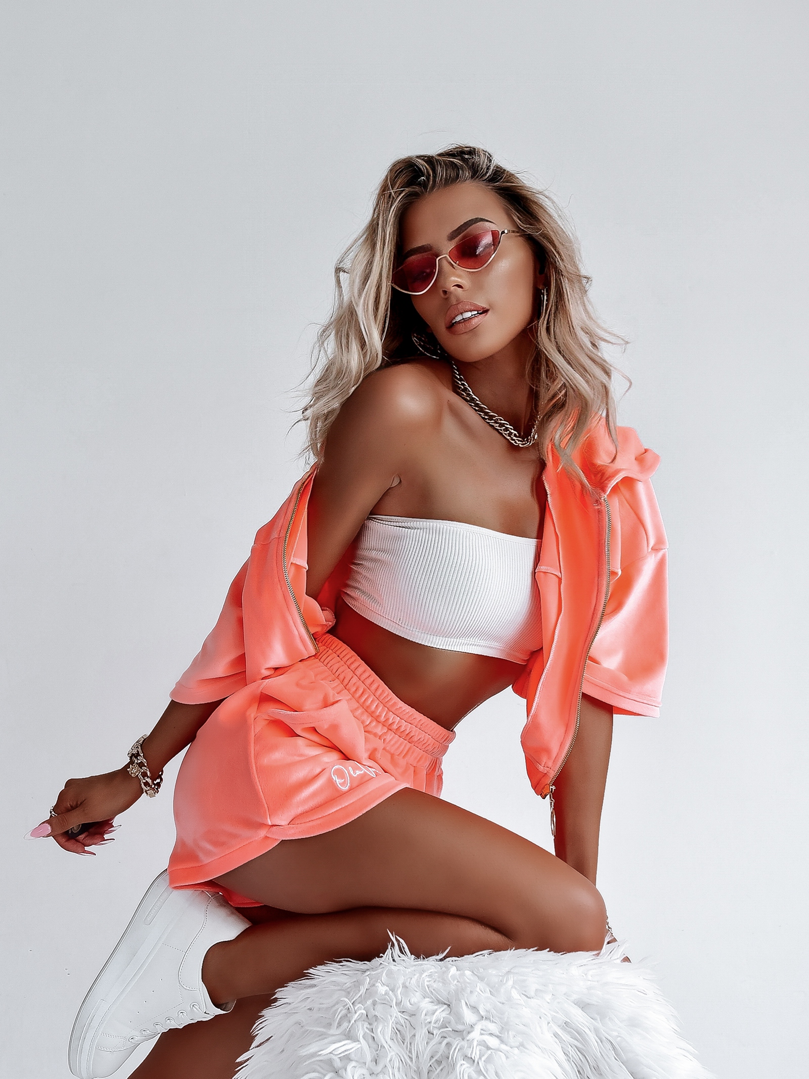 Komplet welurowy Cristi Ola Voga łososiowy