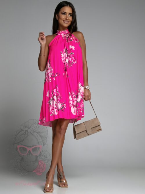 Sukienka plisowana Euforia w kwiaty fuksja