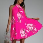 Sukienka plisowana Euforia w kwiaty fuksja