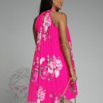 Sukienka plisowana Euforia w kwiaty fuksja