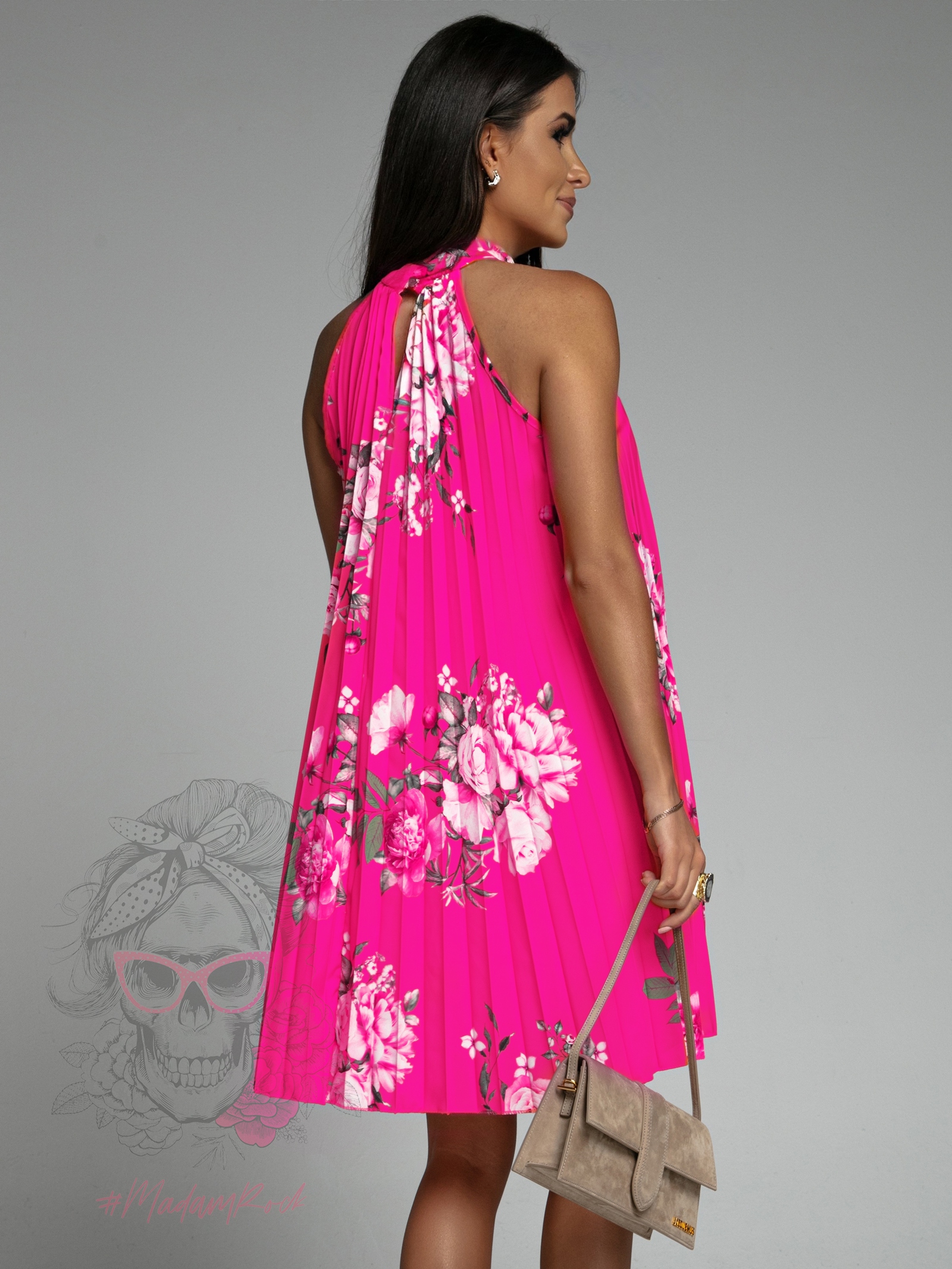 Sukienka plisowana Euforia w kwiaty fuksja