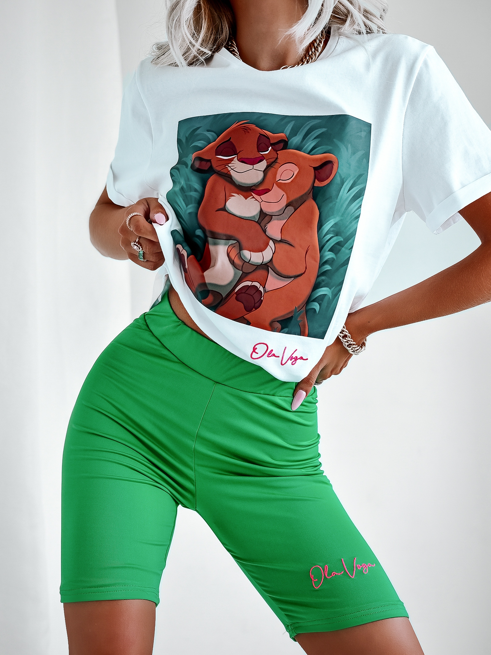 T-shirt z nadrukiem Lion King Ola Voga biały