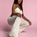 Komplet koronkowy- top + dzwony Corona ecru