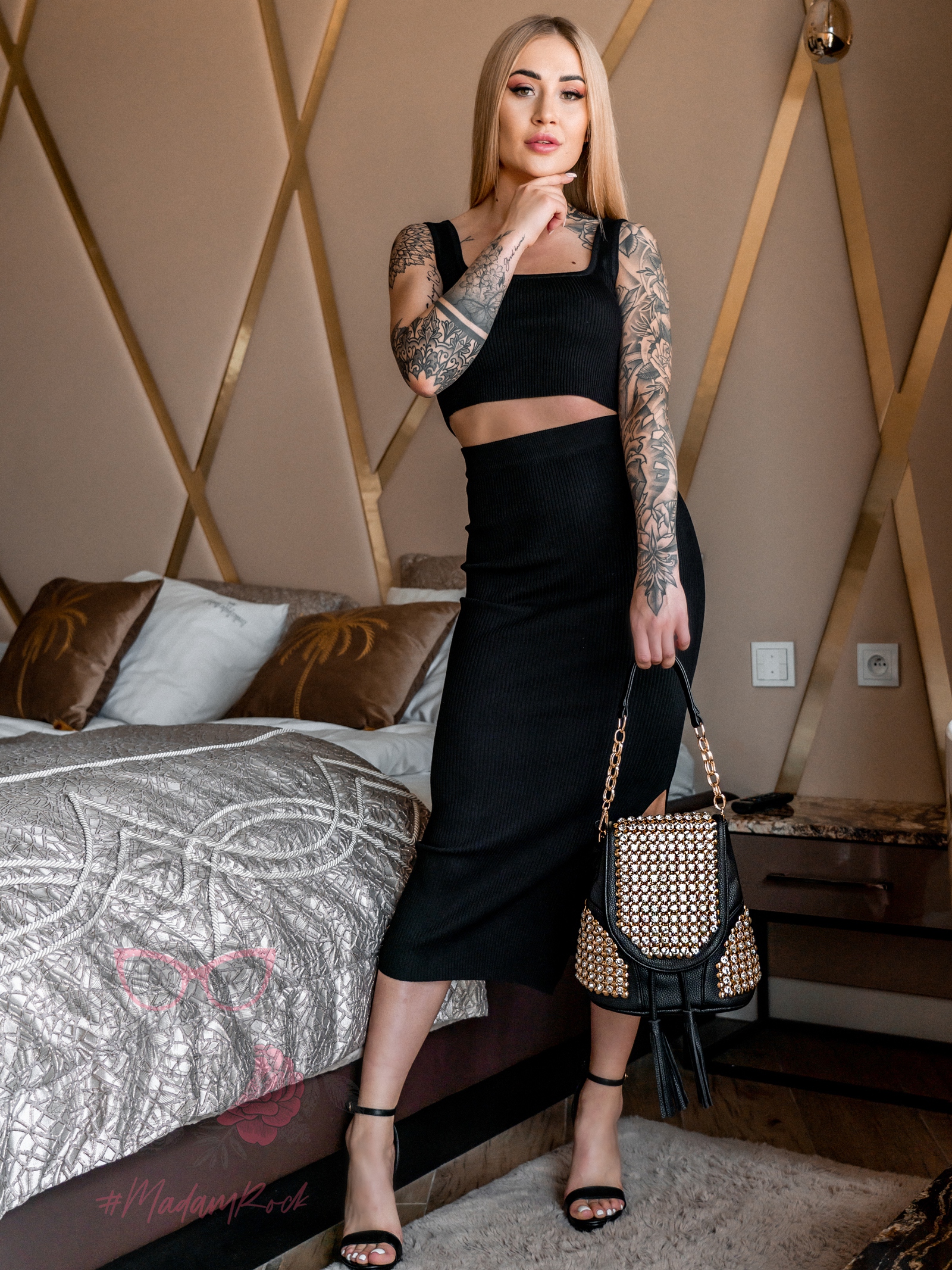 Plecak rockowy Luxury Diamond czarny