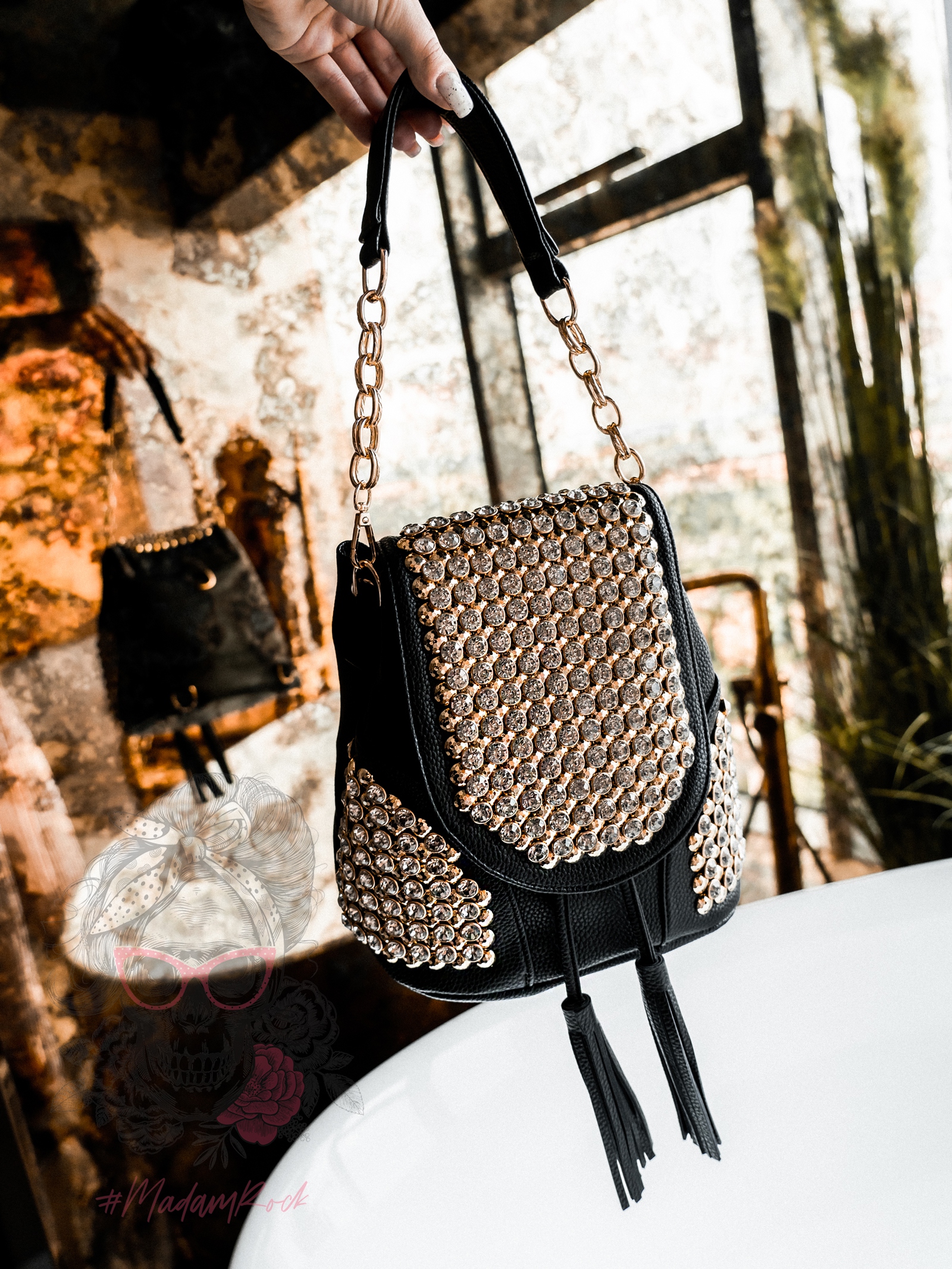 Plecak rockowy Luxury Diamond czarny