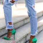 Czółenka szpilki Madam Ocole zielone