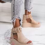 Koturny skórzane Rock Ozell beżowe