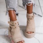 Koturny skórzane Rock Ozell beżowe