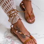 Sandały boho Madam Azteo karmelowe