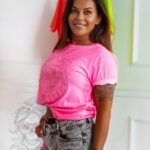 T-shirt bawełniany Vintage Fox różowy neonowy