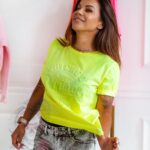 T-shirt bawełniany Vintage Fox żółty neonowy