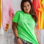 T-shirt bawełniany Vintage Fox zielony neonowy