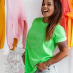 T-shirt bawełniany Vintage Fox zielony neonowy