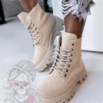 Traperki zamszowe Madam Terra beżowe