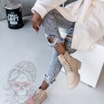 Traperki zamszowe Madam Terra beżowe