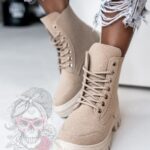 -WYPRZEDANE-Traperki zamszowe Madam Terra cappuccino