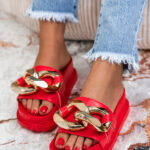 Klapki profilowane z ogniwami Luqks Rock czerwone