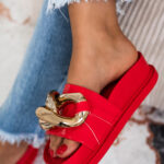 Klapki profilowane z ogniwami Luqks Rock czerwone