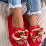 Klapki profilowane z ogniwami Luqks Rock czerwone