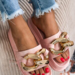 Klapki profilowane z ogniwami Luqks Rock pudrowe