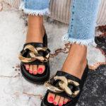 Klapki profilowane z ogniwami Luqks Rock czarne