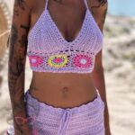 Komplet pleciony Bohomo lila