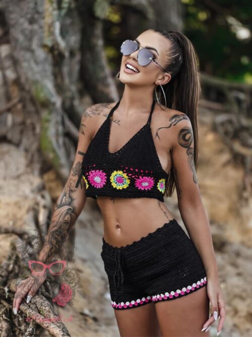 Komplet pleciony Bohomo czarny