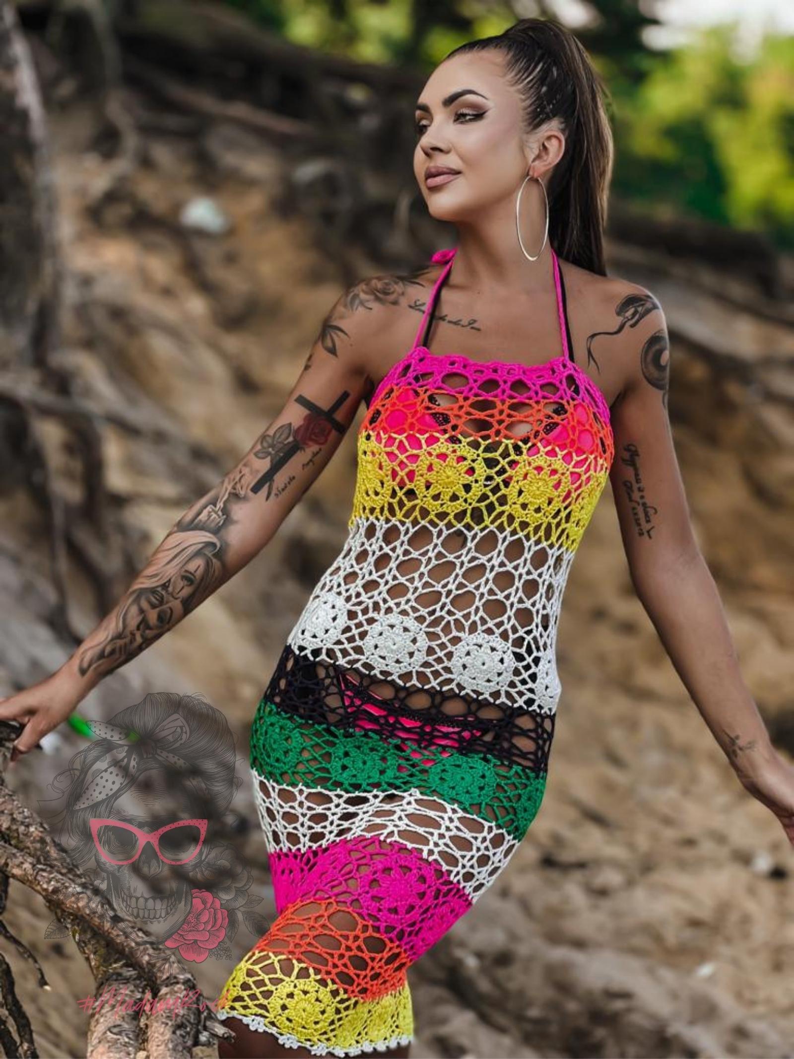 Spódnica ażurowa/ sukienka Contoy kolorowa