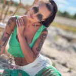 Spodnie sznurkowe z frędzlami Catch ecru-zielone