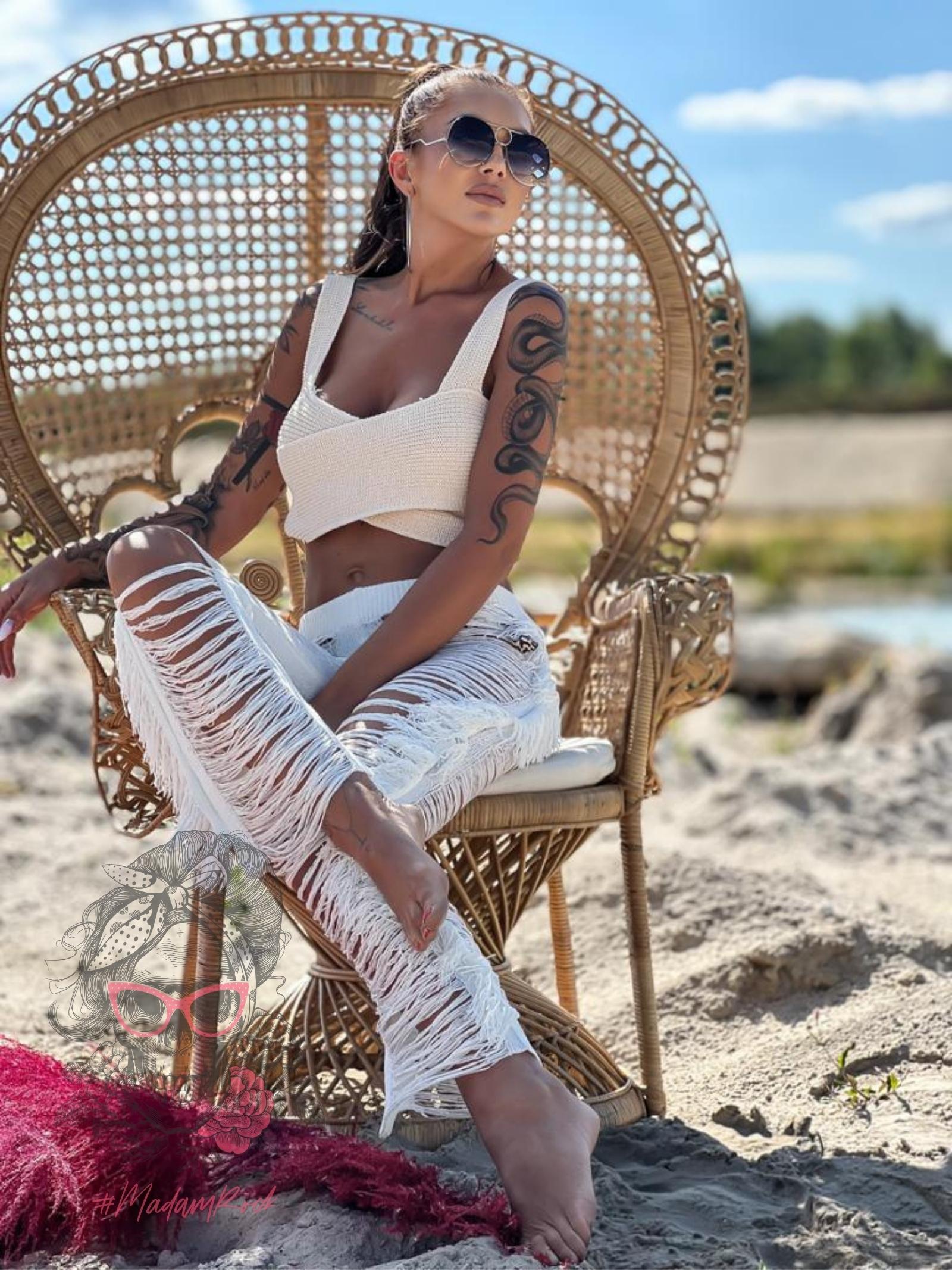 Spodnie sznurkowe z frędzlami Catch ecru Spodnie sznurkowe z frędzlami Catch ecru