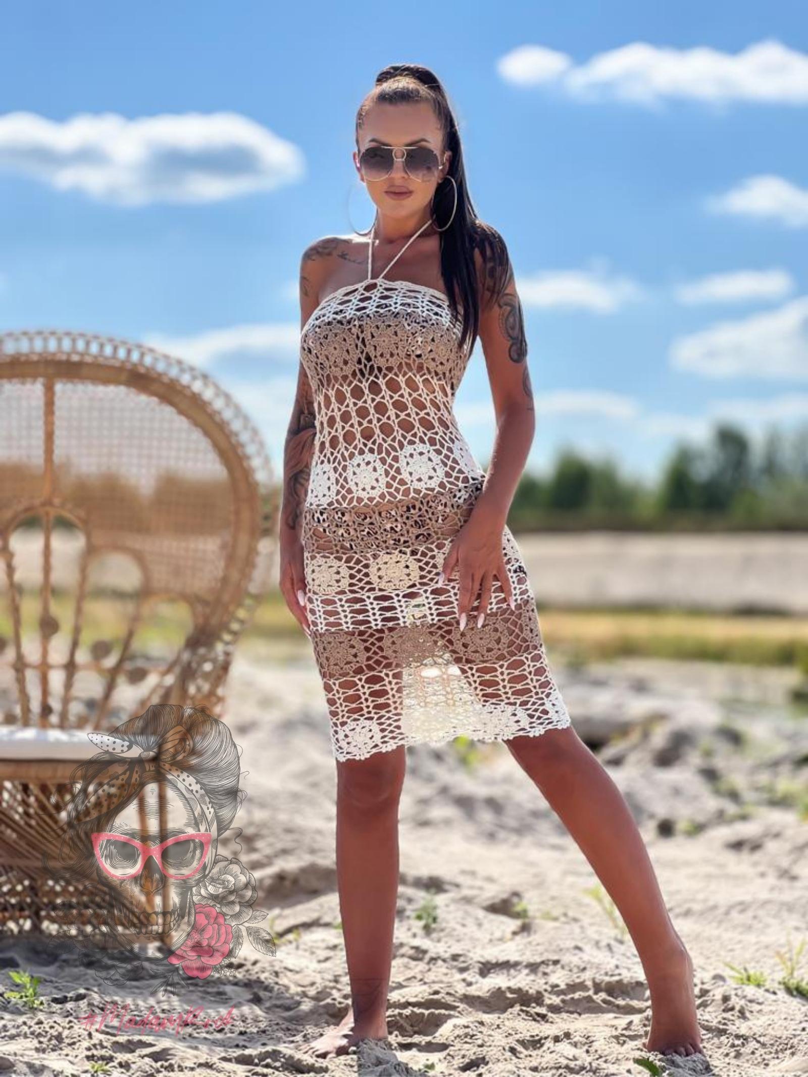 Spódnica ażurowa/ sukienka Contoy brązowo-beżowa