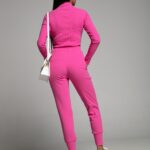 Komplet prążkowany Laki Sort fuksja