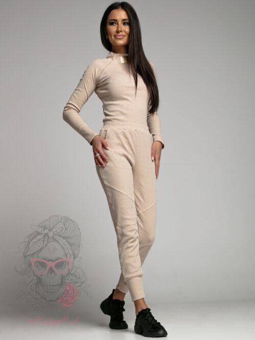 Komplet prążkowany Laki Sort beżowy