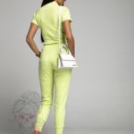 Komplet prążkowany Sort Short limonka