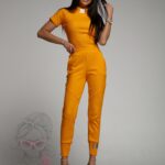 Komplet prążkowany Sort Short pomarańczowy