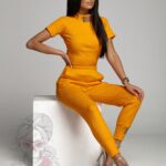 Komplet prążkowany Sort Short pomarańczowy