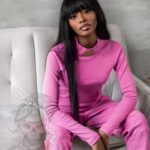 Komplet prążkowany Laki Sort fuksja