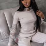 Komplet prążkowany Laki Sort beżowy