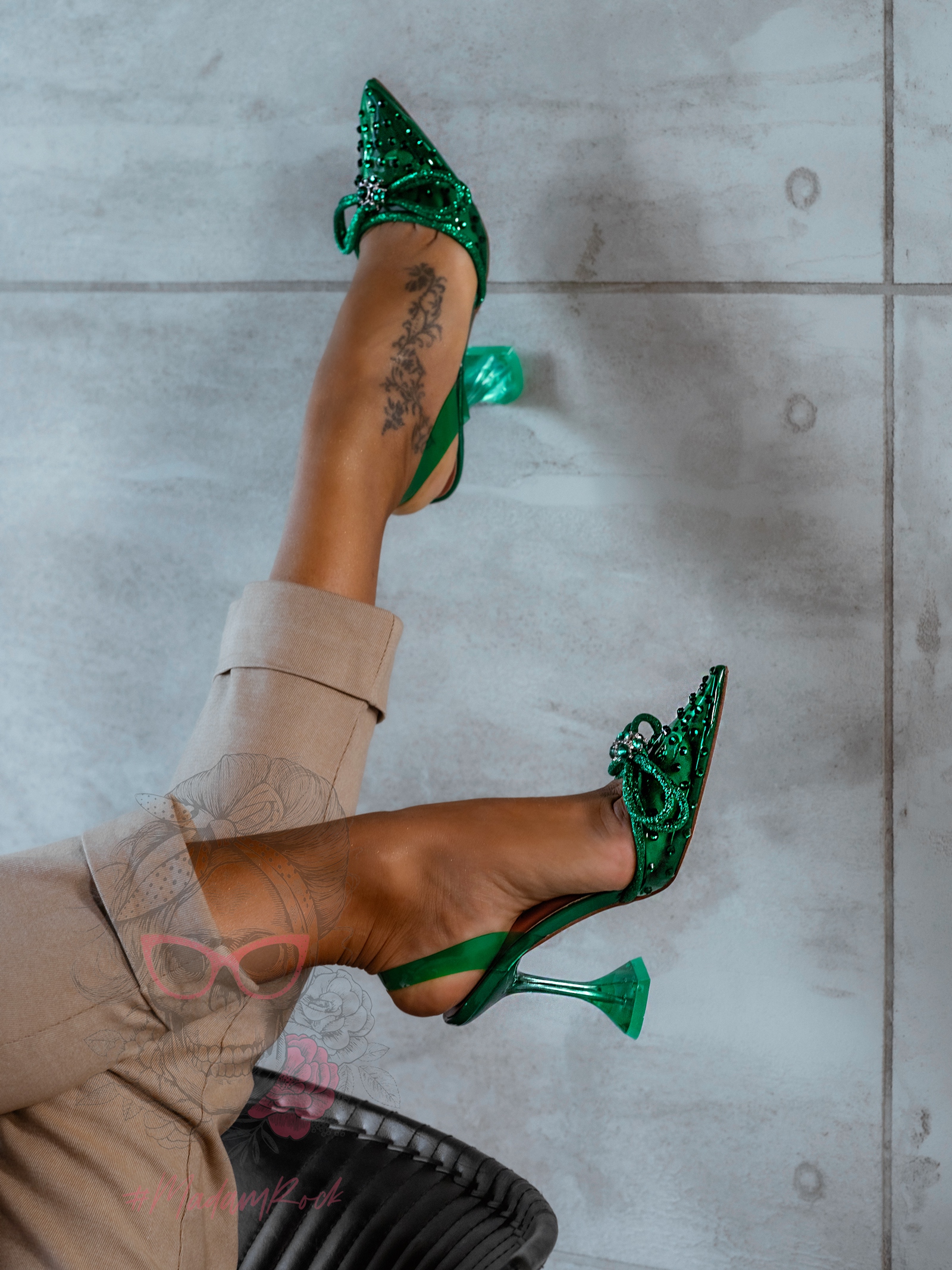 Czółenka transparentne Madam Slammer zielone Czółenka transparentne Madam Slammer zielone