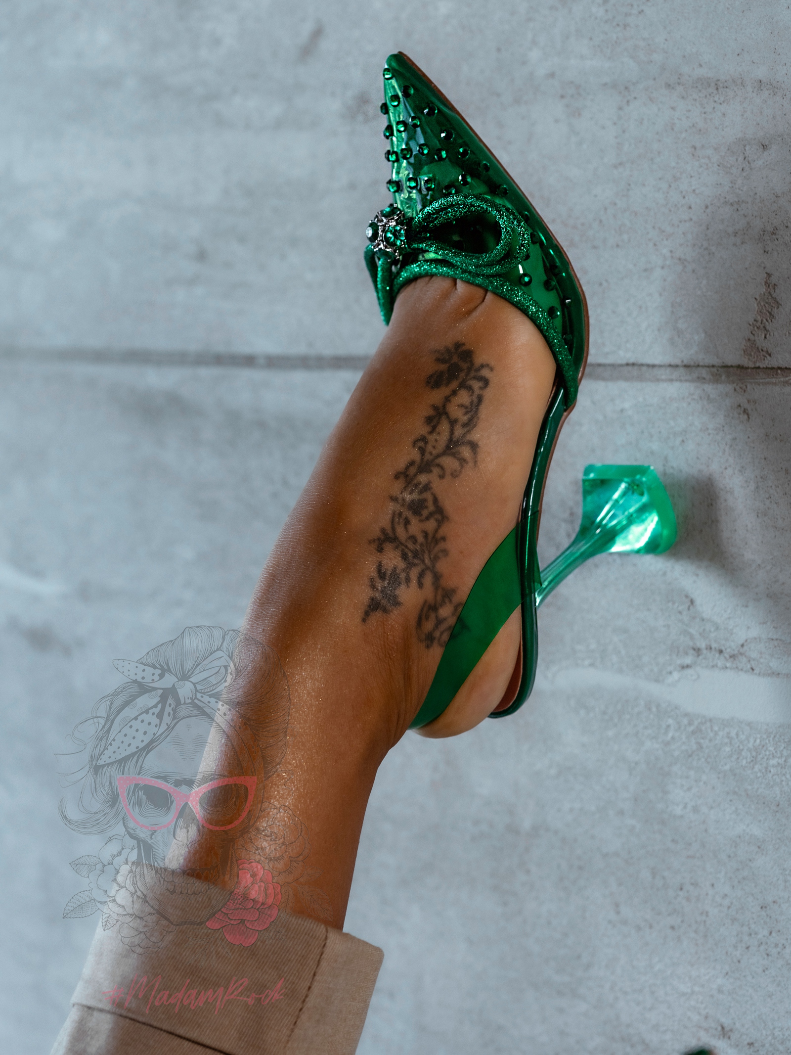 Czółenka transparentne Madam Slammer zielone