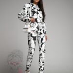 Komplet welurowy Mickey Set Ola Voga biało-czarny