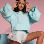 Bluza oversize Flower OLA VOGA niebieska