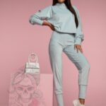 Komplet welurowy Ola Voga Kiss błękitny