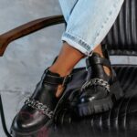 Botki trapery z łańcuchem Rock Strand czarny