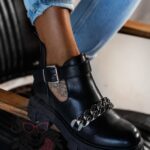 Botki trapery z łańcuchem Rock Strand czarny