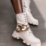 Workery z ogniwami Luqks Rock beżowe