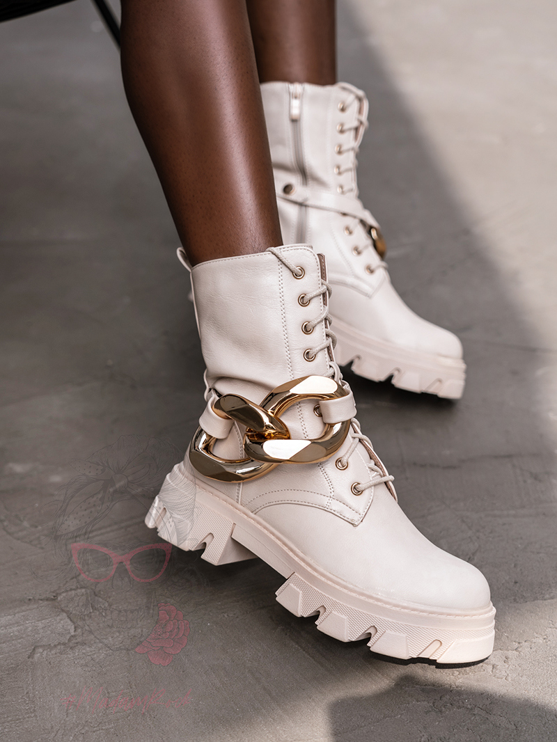 Workery z ogniwami Luqks Rock beżowe