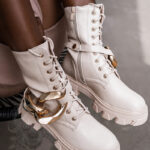 Workery z ogniwami Luqks Rock beżowe