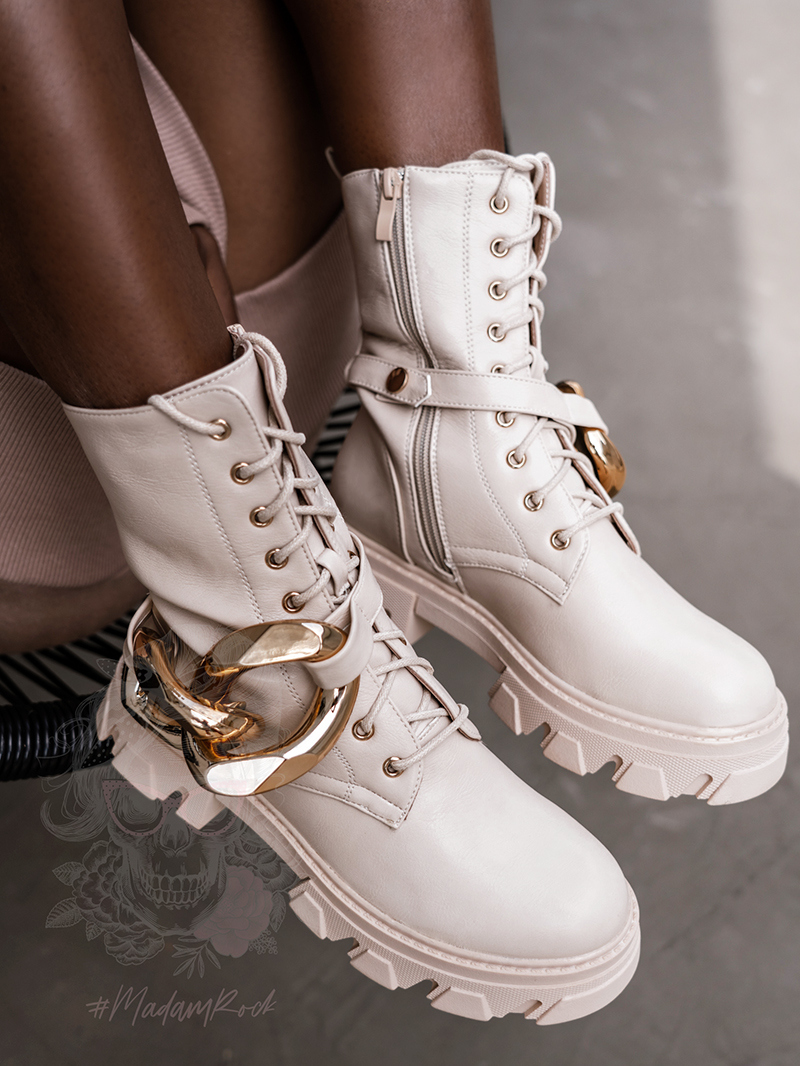 Workery z ogniwami Luqks Rock beżowe